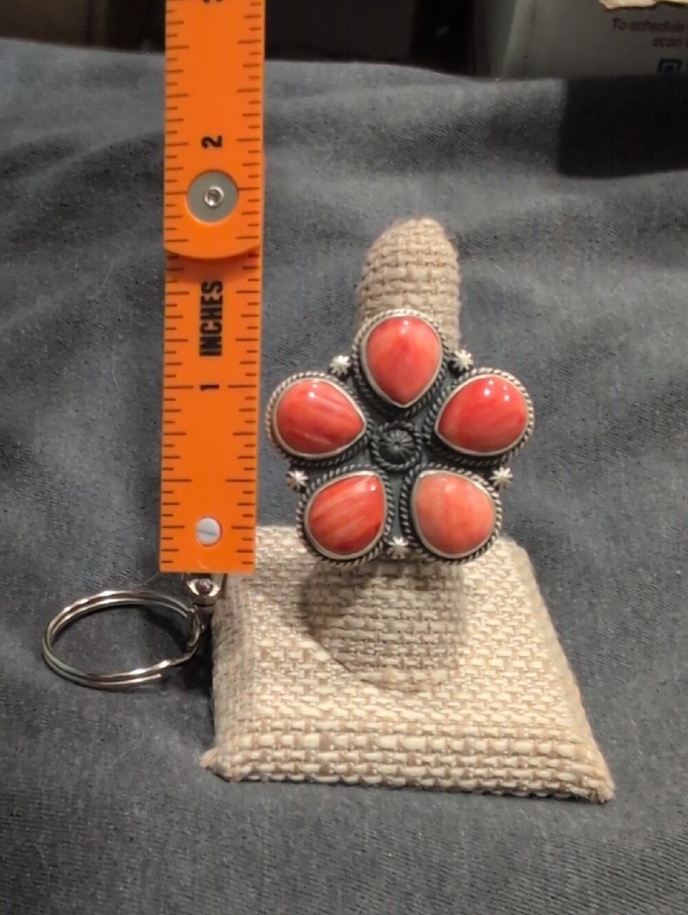 Orange Spiny Coral Teardrop Flower Ring - Women's Jewelry - Picture 2 of 2